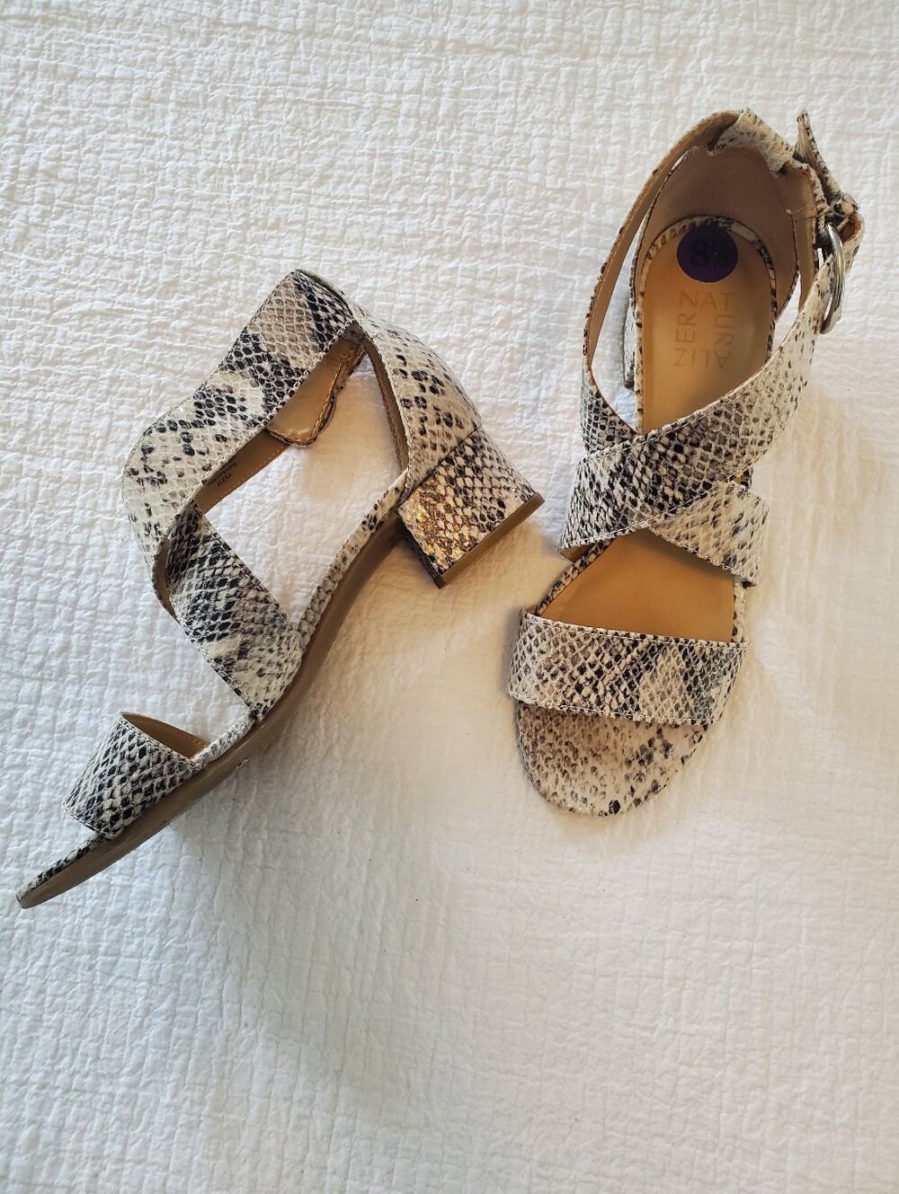 Naturalizer Snake-Print Block Heel Sandals